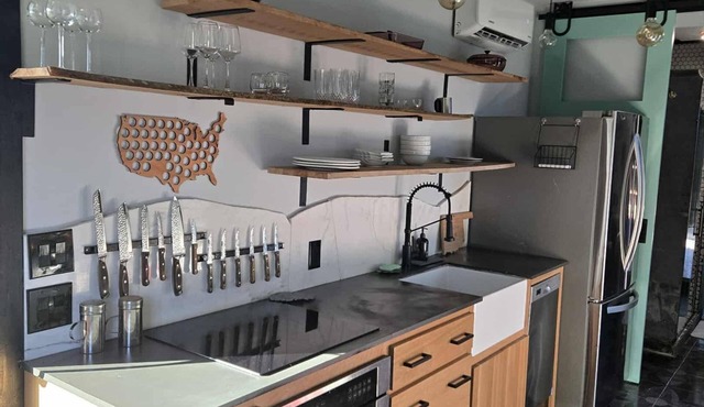 Eco-Chic Container Tiny Home + Treehouse Deck in Wagoner