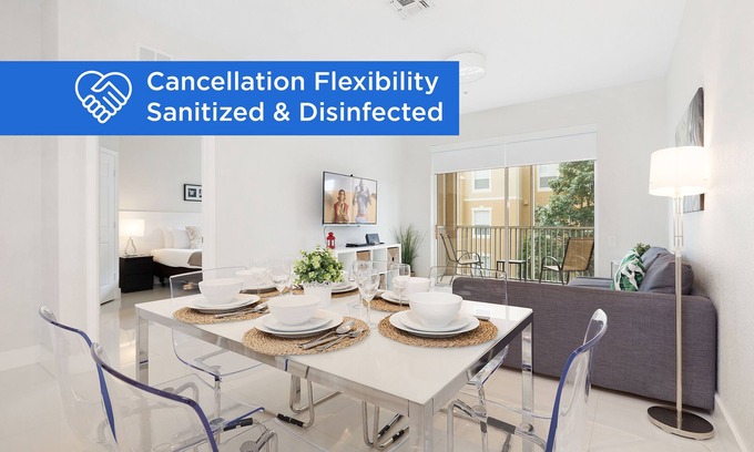 Windsor Hills Condo | Modern condo in resort, 5 min to Disney. WiFi, water slides, pool, arcade!